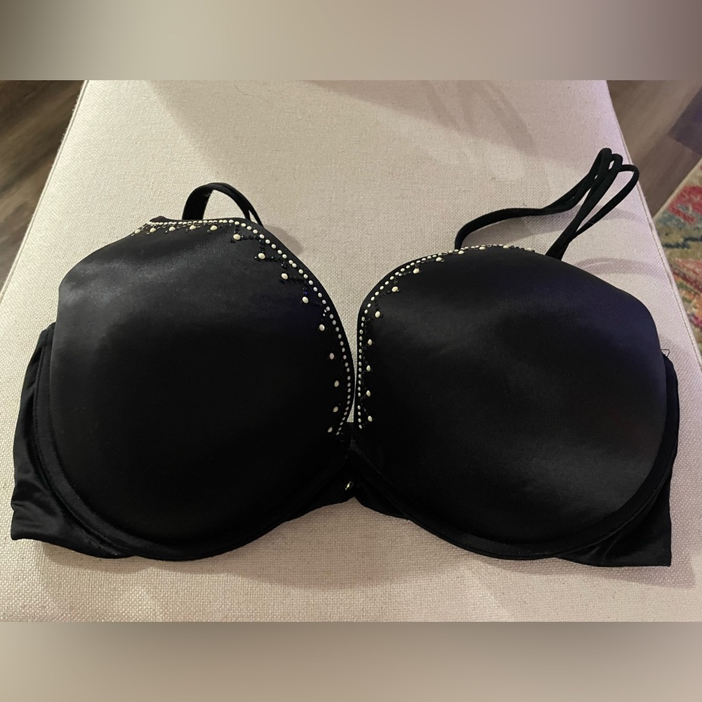 Victoria's Secret Black Padded Underwire Bra with Stud Accents